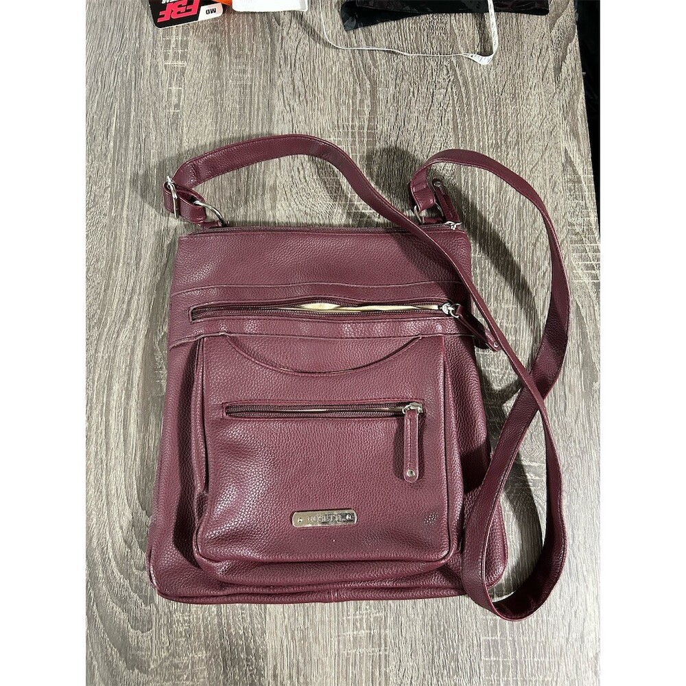 Rosetti Crossbody Bag Womens Medium Burgundy Pebbled Multi Pocket